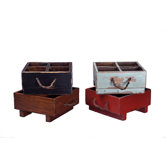 Distressed Square Milk Crate with Rope Handles