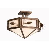 Ponderosa Pine Hexagon Drop Semi Flush Mount