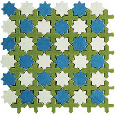 Aquarelle 12" x 12" Ceramic Wall Tile in Star Blue Mosaic
