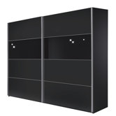 Style Sliding Door Wardrobe with Black Glass in Black