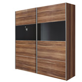 Style Sliding Door Wardrobe with Black Glass