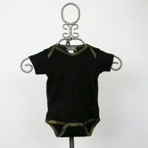 Camo Infant Bodysuit in Black with Green Camouflage Trim