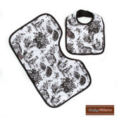 Bib and Burp Cloth Gift Set in Black Toile