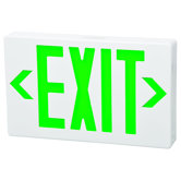 Remote Capable LED Exit Sign in Green LED and White Housing with Battery Backup
