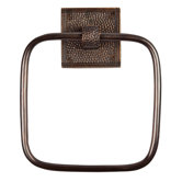 Hammered Copper Towel Ring with Square Backplate