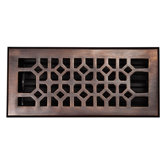 Solid Cast 100% Copper Decorative 4" x 10" Floor Register with Damper
