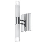 Frosted Glass Two Light Bath Vanity with On/Off Switch in Polished Chrome