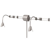 Two Light Adjustable Gooseneck Over the Bed Reading Lamp in Satin Chrome