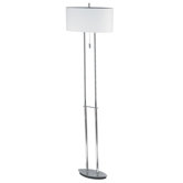 Transitional Two Light Floor Lamp with Oval Linen Shade in Polished Chrome