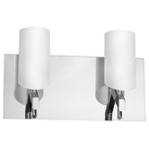 White Frosted Glass Two Light Bath Vanity in Polished Chrome