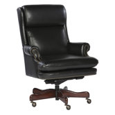 Leather Executive Office Chair with Brass Nailhead Trim