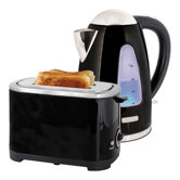 Kettle and Toaster Set in Black Steel