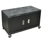 Two Shelf Extra Wide Mobile Workcenter with Cabinet