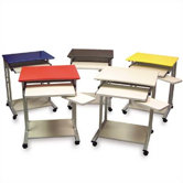 Wood and Steel Mobile Computer Workstation