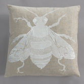 Bee White Pillow on Natural Linen