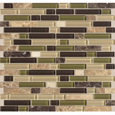 Legacy Glass 5/8" x Random Linear Glass & Stone Mosaic Tile in Jungle Blend