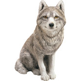 Original Size Sitting Gray Wolf Sculpture