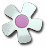 White Daisy with Fuchsia Center Drawer Knob