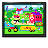 Country Farm Personalized Print with Gloss Black Frame