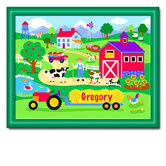 Country Farm Personalized Print with Dark Green Frame