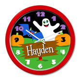 Halloween Ghost Personalized Clock with Red Case