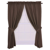 Tremblay / Tyvek Diamond Tailored Panel Pair Curtains with Tiebacks in Brown