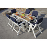 Nautical 7 Piece Dining Set with Slip Cushions