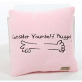 Marshmallow Plush Cuddle Pillow in Bubble Gum Pink with Chocolate Hug