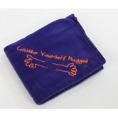 Fleece Throw in Purple with Orange Hug