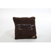 Marshmallow Plush Cuddle Pillow in Chocolate with Baby Blue Hug