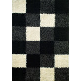 Shaggy Blocks Black Shag Rug