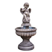Tiered Fountain with Cherub and LED Light