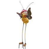 Female Bee Playing Flute Garden Stake