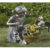 Girl Watering Flower Floor Fountain