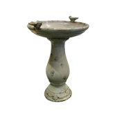 Antique Ceramic Bird Bath with 2 Birds