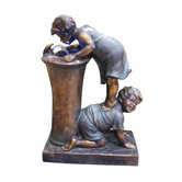 Fiberglass Resin Boy and Girl Drinking Fountain with LED Light
