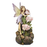 Polyresin Fairy and Tiered Flowers Fountain with LED Light