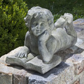Cherub Reading Book Statue