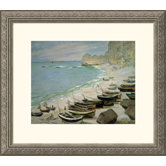 Boats on the Beach of Etretat (Bateux sur la Plage a Etretat) 1883 Silver Framed Print - Claude Monet
