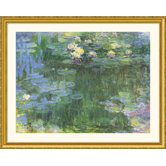 White and Purple Water Lilies Gold Framed Print - Claude Monet