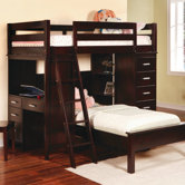 Depoe Bay Twin over Twin L-Shaped Bunk Bed with Desk and Bookshelves