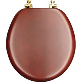 Natural Reflections Wood Veneer Toilet Seat With Brass Hinges