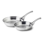 Contemporary Stainless Steel 2-Piece Non-Stick Fry Pan Set