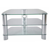 TV-Stand "Hog" f&uuml;r R&ouml;hren-, LCD- oder Plasmafernseher in Silber mit klarem Glas