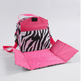 Rachel Placemat Lunch Bag in Zebra / Hot Pink Trim and Liner