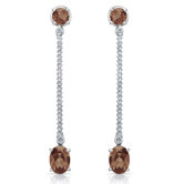Elegance 3 Carat Smoky Quartz and Brilliant Cut Diamond Earrings