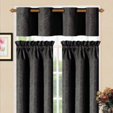 Sensations Grommet Kitchen Curtain Set in Black