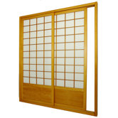 Double Sided Sliding Door Room Divider in Honey