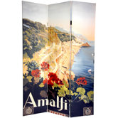 6Feet Tall Double Sided Amalfi and Riviera Canvas Room Divider