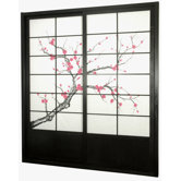 Cherry Blossom Shoji Sliding Door Kit in Black
